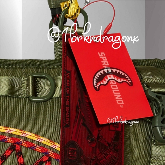 Sprayground Camo Military Limuted Edition Tote Olive Green Quilted Rope NWT RARE - Picture 8 of 15